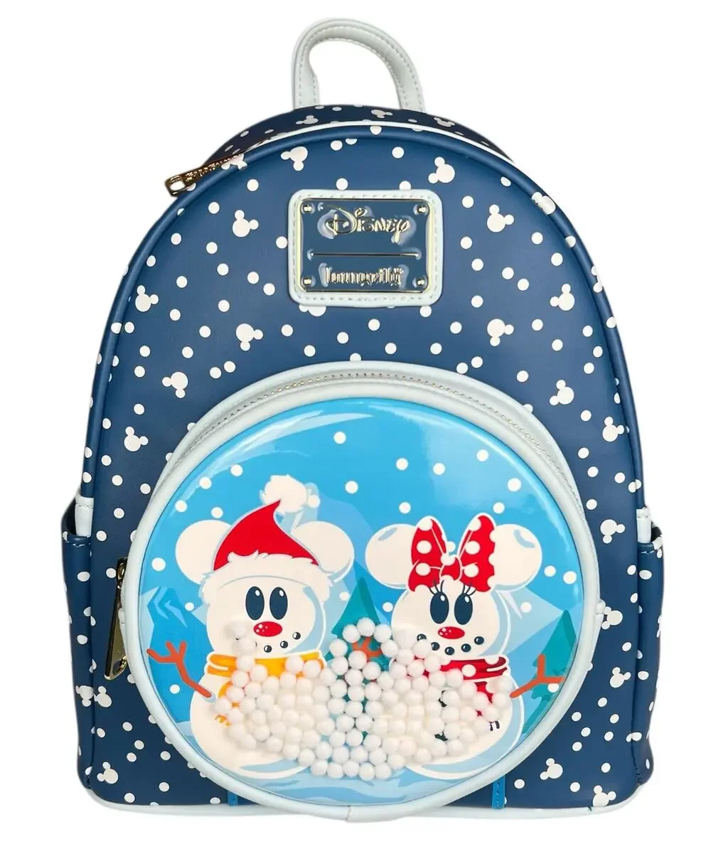 Loungefly Disney Minnie Mickey Snowman Snow Globe Mini Backpack